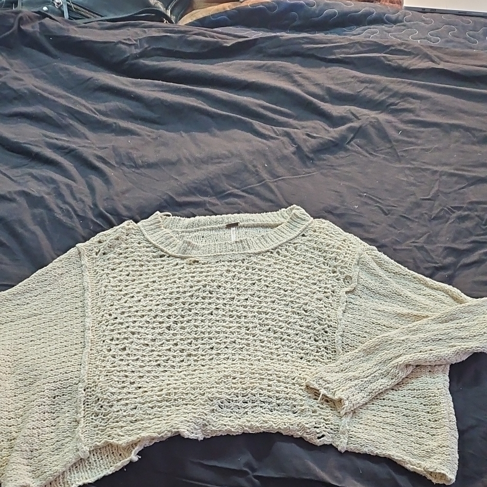 Free People Textured Cream Sweater